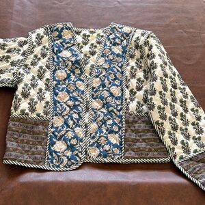 Floral Patterned Cropped Jacket Reversible